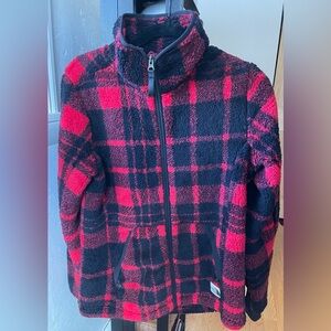 The North Face Campshire Fleece Coat Full Zip in Red Plaid